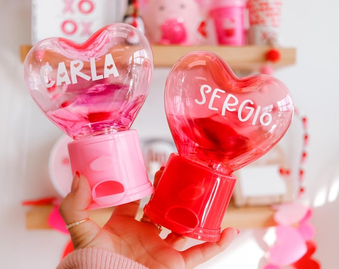 Personalized Valentine's Day, Friendship Candy Dispenser, Heart Shaped Gumball Machine Mini Candy Dispenser Valentine's Day Classroom Favors