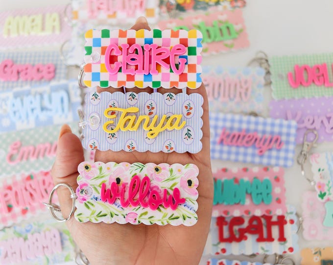 Custom Acrylic Name Keychain | Cute School Bag Tag | Back to School Gift | Custom Backpack Tag | Personalized Backpack Name Tag for Girls