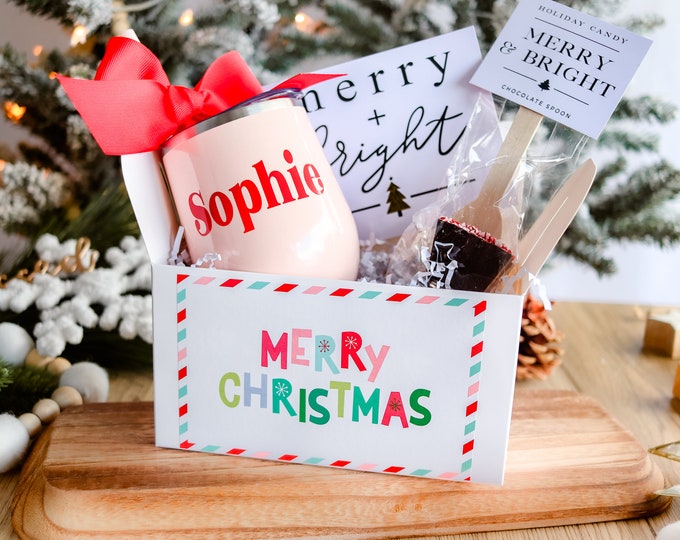 Christmas Box, Christmas gift set, christmas gift box, Personalize Wine Tumbler gift for her | personalize Wine Glass