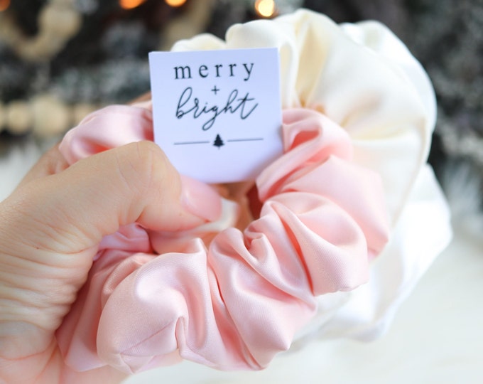 Silk Satin Hair Scrunchies | Neutral Silk Scrunchies |  Silk Satin Scrunchies | Hair Ties | Christmas Scrunchies | Christmas Gift