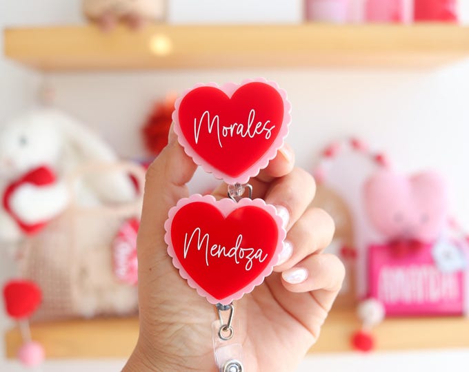 Custom Badge Reel, Nurse Badge Reel, Nursing Student, Personalized ID Holder, Teacher Badge Reel, Valentines Badge, Retractable Name Badge