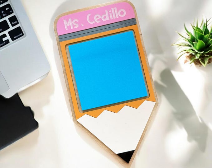 Teacher appreciation gift | Teacher sticky note holder | Teacher desk decor | Teacher Desk accessories | personalized sticky note holder