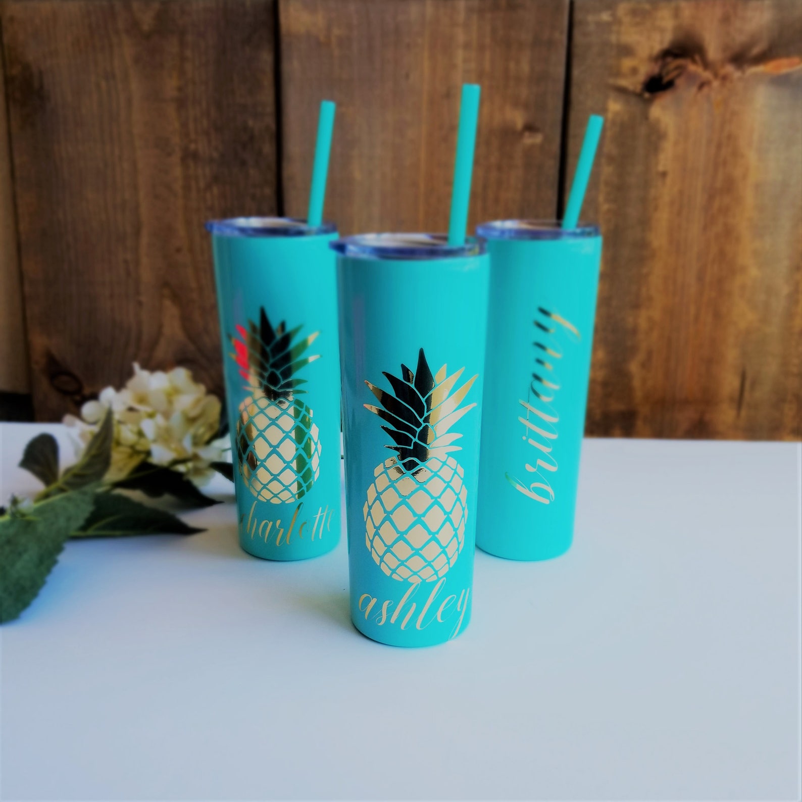 Pineapple Tumbler Stainless Steel Cup Monogram Pineapple Etsy