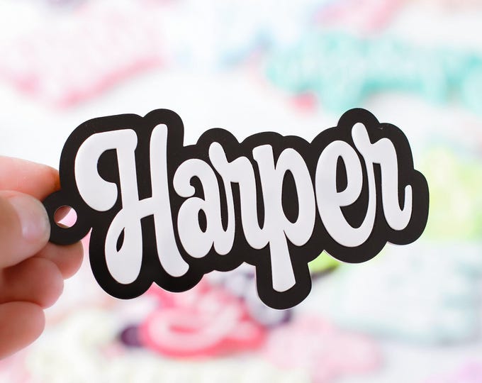 Backpack name tag for girls, acrylic keychain, custom name tag, backpack tag, backpack name tag, keychain Personalized, lunchbox tag