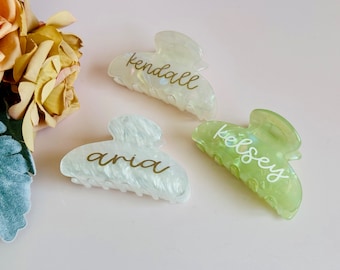 Custom Name Hair Claw , Personalized Bridesmaid gift, Bridal Proposal Gift, Hair Accessories Gift Ideas for Bride, Graduation, wedding favor