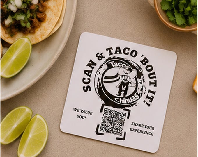Custom QR Code Review Sign with Business Logo, Restaurant & Small Business Plaque