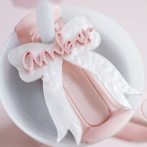 Stanley Cup-tillbehör, coquette-tillbehör, Coquette Stanley-namnskylt Personlig Stanley Cup-glas med namnskylt Rosettglas med namnskylt