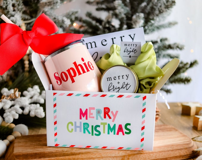 Christmas Box, Christmas gift set, christmas gift box, Personalize Wine Tumbler gift for her | personalize Wine Glass