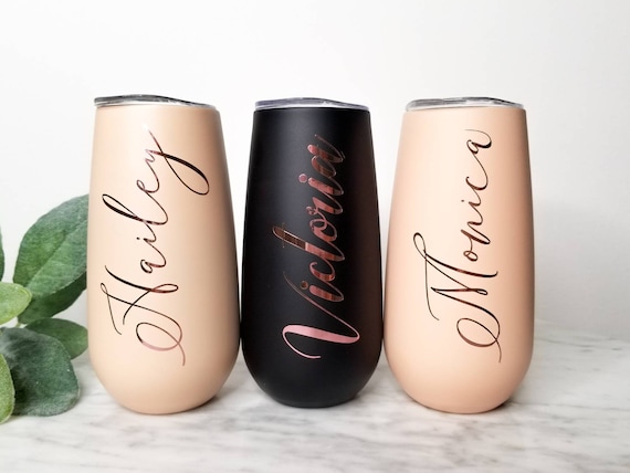 Bridesmaid Wine Tumblers Set of 8, Bride Champagne Flute Maid  of Honor Bride Mugs, 6 oz Stainless Steel Bridesmaid Proposal Gifts for  Engagement Wedding Bachelorette Party Supplies (Rose Gold): Champagne  Glasses