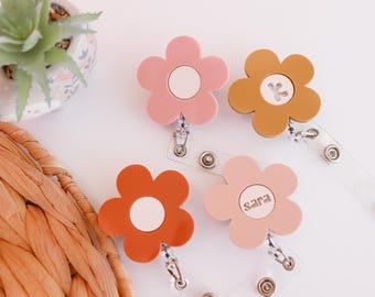 Flower Badge Reel, Aesthetic Badge Reel,  Retractable ID badge reel nurse badge reel, badge accessories gift for nurse, for her, for teacher