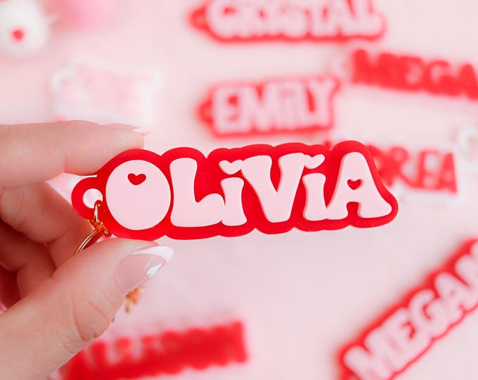 Valentine's Keychain, valentines keychain, valentine's party favor, galentine's party favor, valentine's name tag, Valentine's school gifts