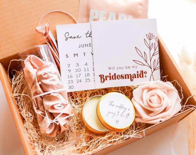 Bridesmaids Proposal Box, Personalized Bridesmaid Gift Box | Maid of Honor Gift Box | Flower Girl Gift Box | Boho bridesmaid proposal box