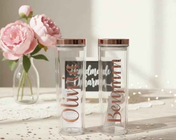 Personalized Bridesmaid Tumbler with Straw, Custom Name Bridal Party Favor