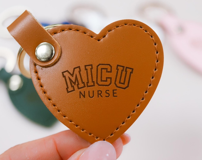 Mini Leather Heart Initial Keychain, Personalized Monogram Key Ring, Heart Leather Keychain, Modern Key Rings, Custom Galentines Gifts
