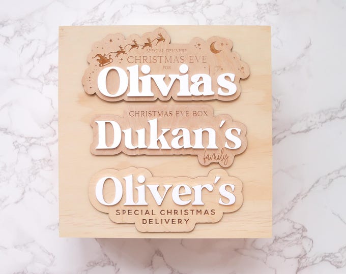 Special Delivery Wooden Christmas Eve Box Plaque, Personalized Christmas Eve Box Sign, Kids Holiday Keepsake