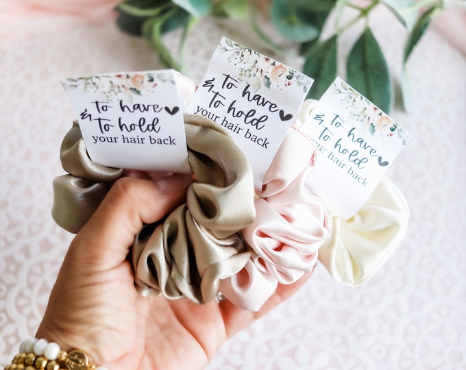 To Have and to Hold Scrunchies Bridesmaid Proposal Scrunchie Hair Scrunchies Favor Bridal Party Favor Bachelorette Party Favors tie the knot