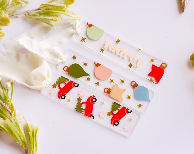 Christmas Bookmark, gingerbread gift old red christmas truck decor vintage decor bookmark personalized bookmark custom christmas bookmark