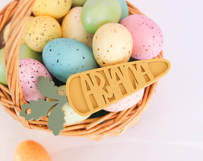 Custom Easter Basket Tag, Easter Basket Name Tag, Carrot Easter Tag, Kids Easter Basket, Easter Basket Tag, Carrot Name Tag