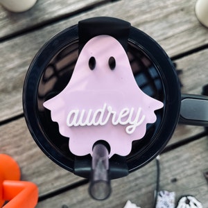 Ghost-naambordje voor gepersonaliseerde beker van 40 oz/30 oz | halloween Gepersonaliseerd naamplaatje voor bekerdeksel, voor Quencher H2.0