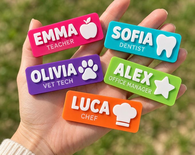 Personalized Esthetician Name Badge, Custom Acrylic Spa and Beauty Salon Name Tag