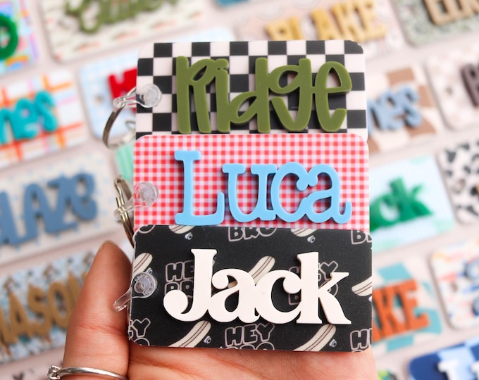 Personalized Name Bag Tag For Boys, Acrylic Bag Charms, Backpack Name Tag, Diaper Bag Tag, Bag Tag For Boy, Lunch Box Tag, Name Tag for boys