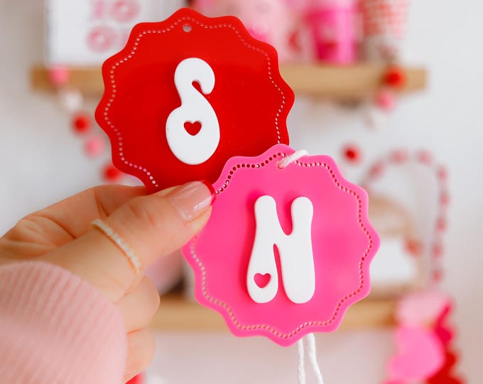 tag, Heart Letter Tag, Letter Heart Tag, Retro Letters, name tag, Tag for boys, valentines tag for girls