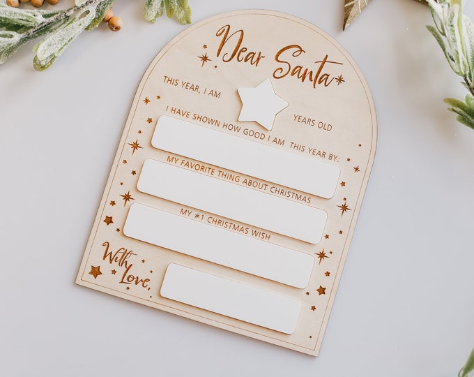 Dear Santa Sign| Dry Erase Christmas Sign | Dear Santa | Christmas Decor | Christmas Sign | Christmas Eve Gift | Christmas wish list