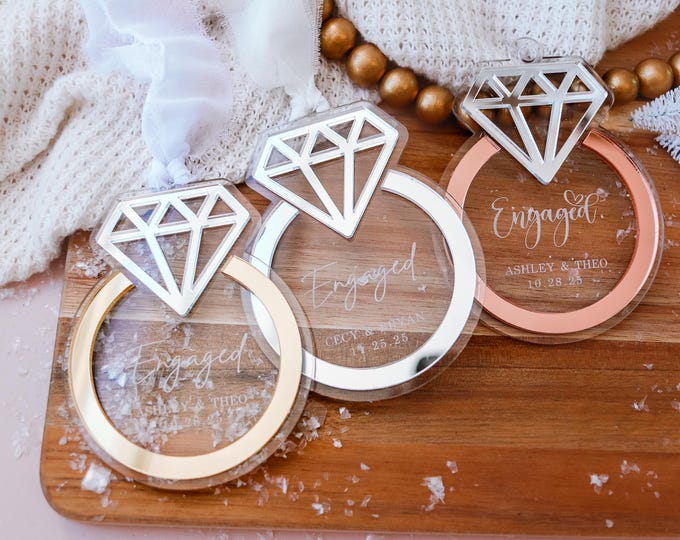 Personalized Engaged Christmas Ornament, Newly Engaged Gift for Christmas Our First Christmas Engaged Ornament Married Ornament 2024