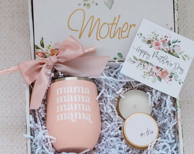 Mothers Day gift box, mothers day candle, tumbler for mom, mama mama mama, cup