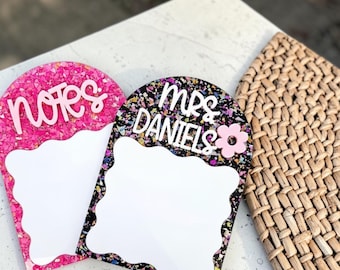 Personalized Teacher Dry Erase Notepad, Custom Teacher Gift, Reusable Whiteboard Note Pad, Teacher Appreciation Gift, Classroom Desk Gift