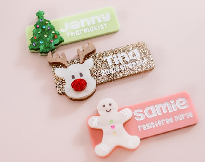 christmas ID badge christmas man name badge cute Christmas gifts for teachers secret Santa gifts for coworkers name badge clip for nurse