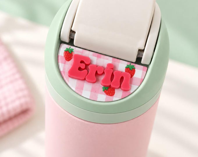 Personalized Name Plate for Owala FreeSip, Acrylic Lid Topper, Floral, Checkered or Glitter