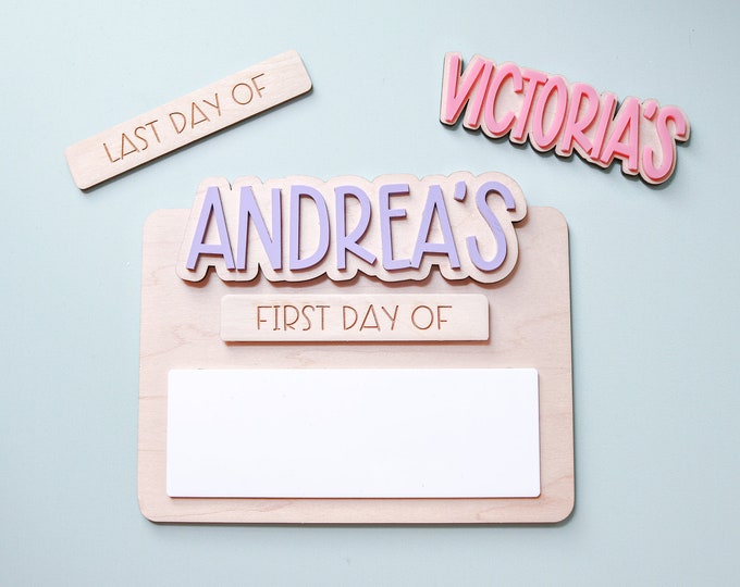 back to school sign, first day of school sign, Back to school board, interchangeable name, first and last day of school sign,