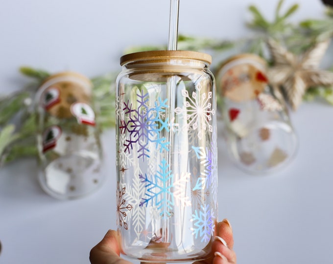 christmas Libbey cup, glass cups, libby glass, Libbey glass, Libbey cup, christmas glass can, Christmas glass cup, beer can glass