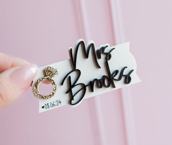 Bride to be gift, future Mrs gift, future Mrs cup name plate, future Mrs Stanley name plate, tumbler topper for bride to be, engagement gift