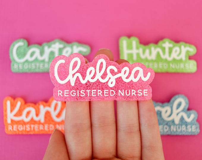 Personalized Plate Custom acrylic name badge magnetic name badge acrylic name plate name tag clip custom Nurse name badge script name tag