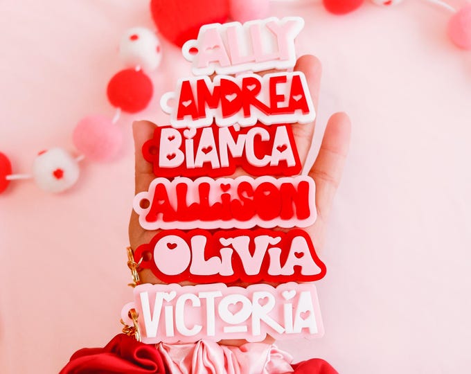 Valentine's Keychain, valentines keychain, valentine's party favor, galentine's party favor, valentine's name tag, Valentine's school gifts