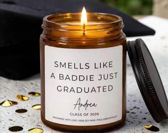 Vela con aroma a recién graduado de chica mala Regalos divertidos de graduación Felicitaciones por la graduación Regalo de graduación universitaria Regalo de graduación de secundaria