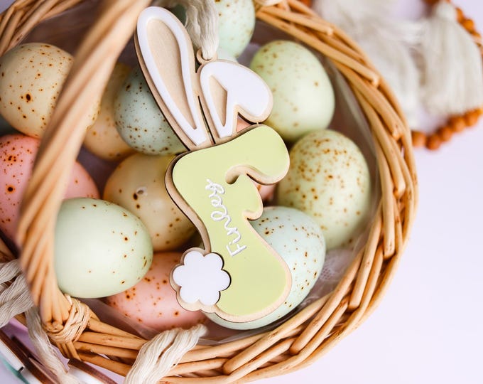 Easter Basket Tag For Boys, Personalized Easter Basket Name Tag, Custom Easter Tag, Bunny Easter Tag, Custom Bunny Tag