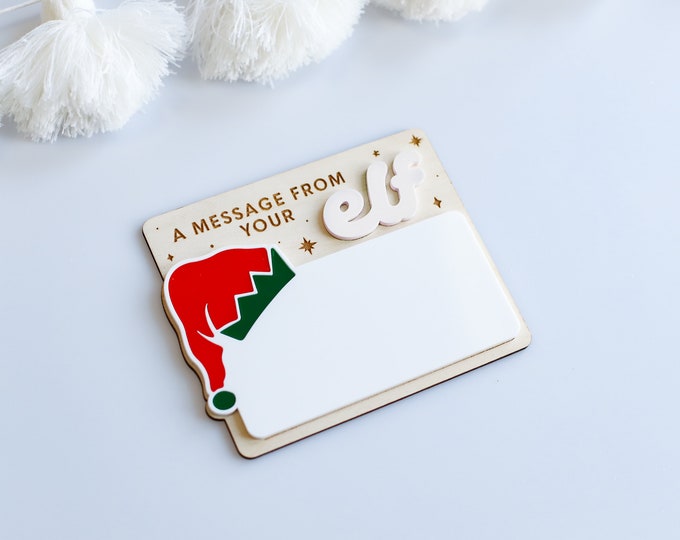 elf message board, elf message board, Dry Erase, Elf Message Board, elf props, Elf Decor Shelf Message, Christmas Holiday Elf Tradition
