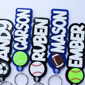 Sport mom Personalized Softball Bag Name, Backpack Tag Bag Tag Custom Name volleyball Player Name Tag Personalized Soccer Keychain