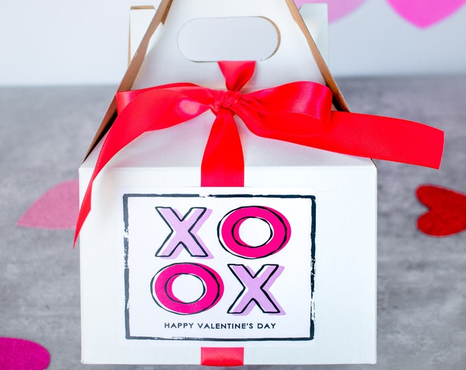 Valentines Day Gift Box Galentines Day Gift Box for Friends Pink Box Gable Valentines day gift DIY gift box