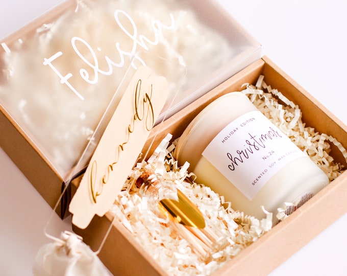 Christmas Gift Box, candle gift, book lover gift, gift for her, Self Care gift box, Personalized bookmark Christmas Gift, reading gift box