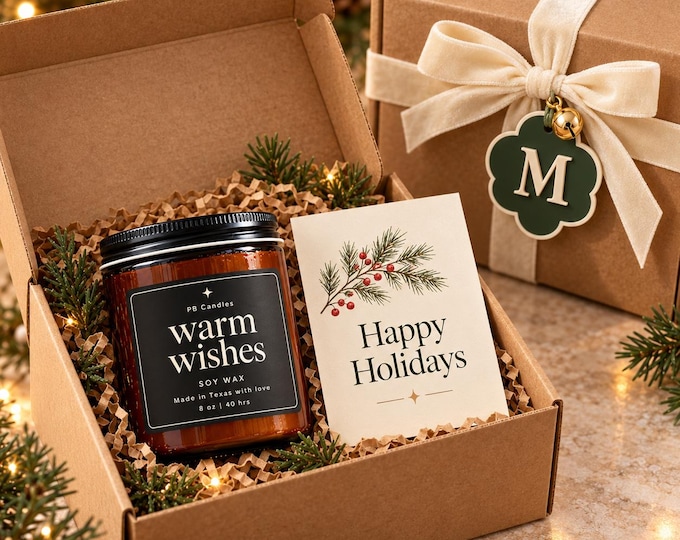 Christmas Candle Gift, Appreciation gift for team, corporate gift, family christmas gifts, Coworkers Personalized candle gift, elegant cheap