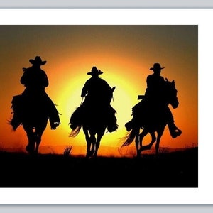 30 Personal Address Labels Western Country Cowboys on Horses Sunset (bx 47)