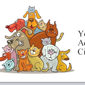 30 Personal Address Labels Cartoon Cats and Dogs (bx 228)