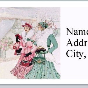 30 Personal Address Labels Primitive Country Victorian Ladies (bx 642)