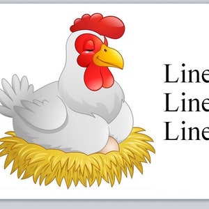 30 Personal Address Labels Country Farm Cartoon Hen Farm Fresh Eggs (jx 250)
