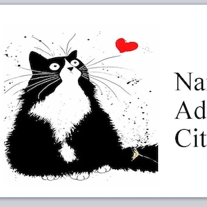 30 Personal Address Labels Cute Fat Cat (bx 799)
