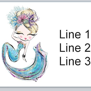 30 Personal Address Labels Cute Cartoon Mermaid (jx 350)
